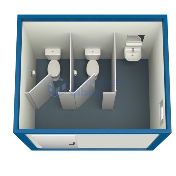 container sanitar sibiu 3metri 2wc albastru