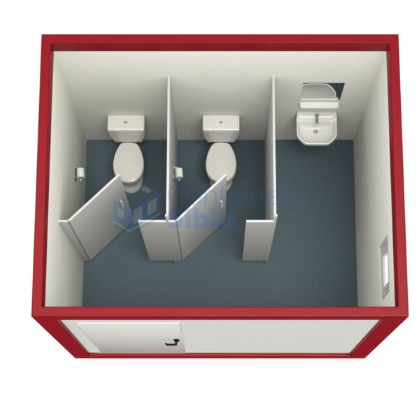 container sanitar sibiu 3metri 2wc rosu