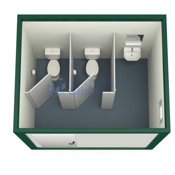 container sanitar sibiu 3metri 2wc verde