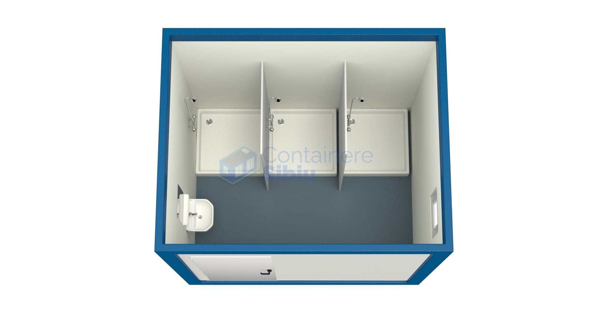 container sanitar sibiu 3metri 3dusuri albastru