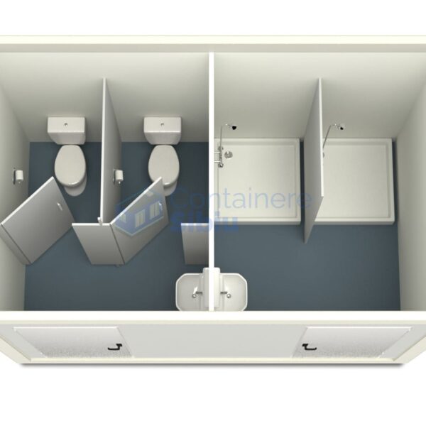 container sanitar sibiu 4metri 2dusuri 2wc alb