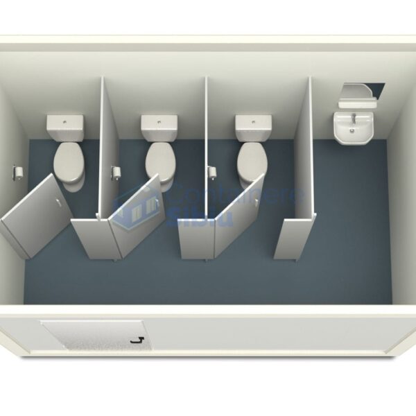 container sanitar sibiu 4metri 3wc alb