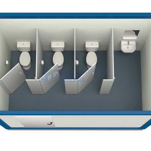 container sanitar sibiu 4metri 3wc albastru