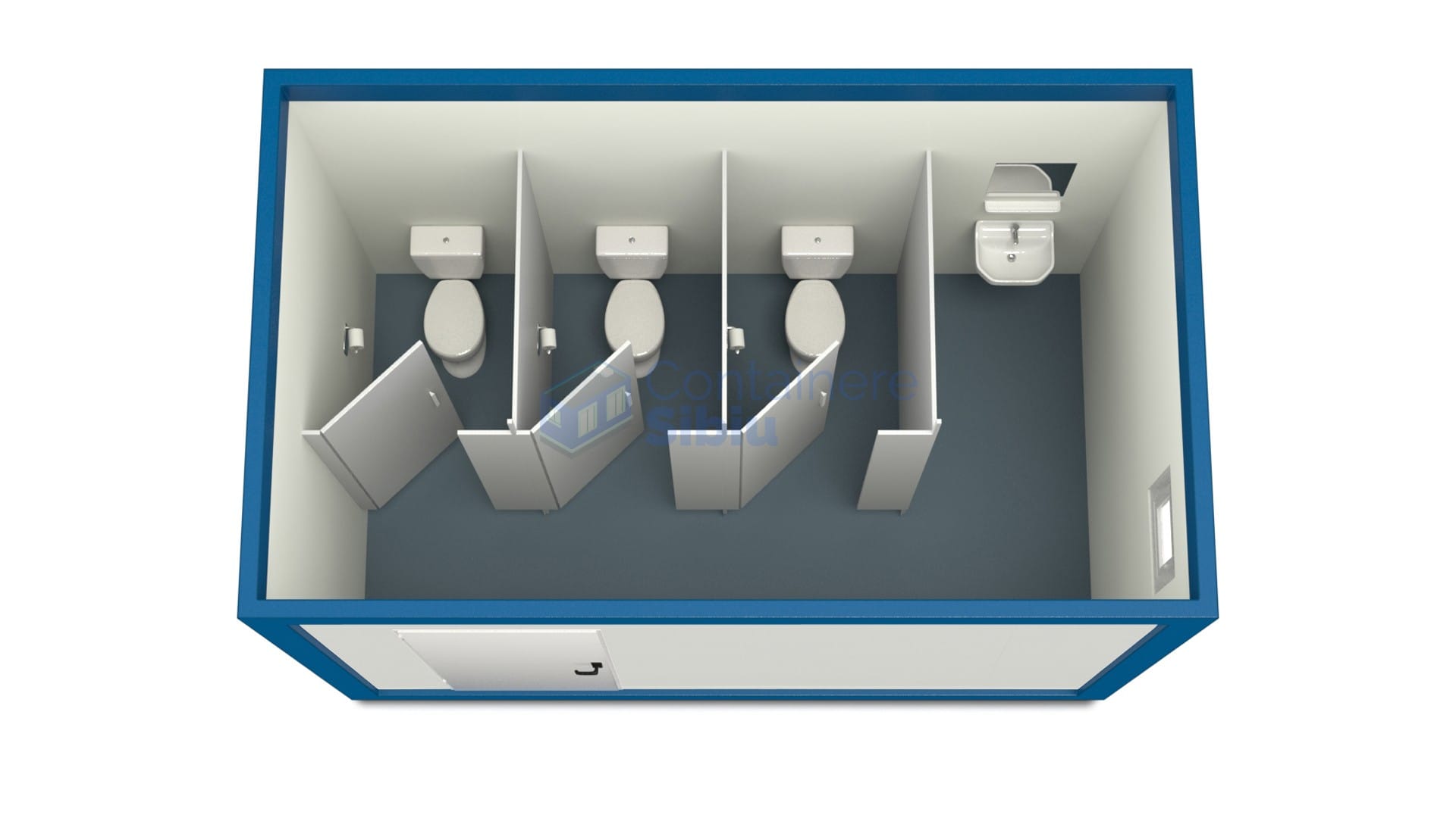 container sanitar sibiu 4metri 3wc albastru
