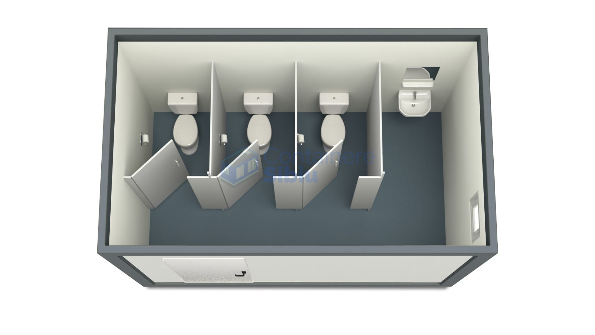 container sanitar sibiu 4metri 3wc gri
