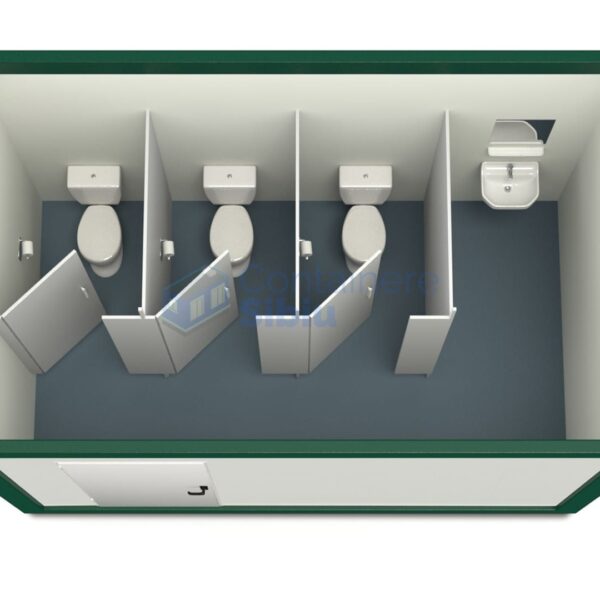 container sanitar sibiu 4metri 3wc verde