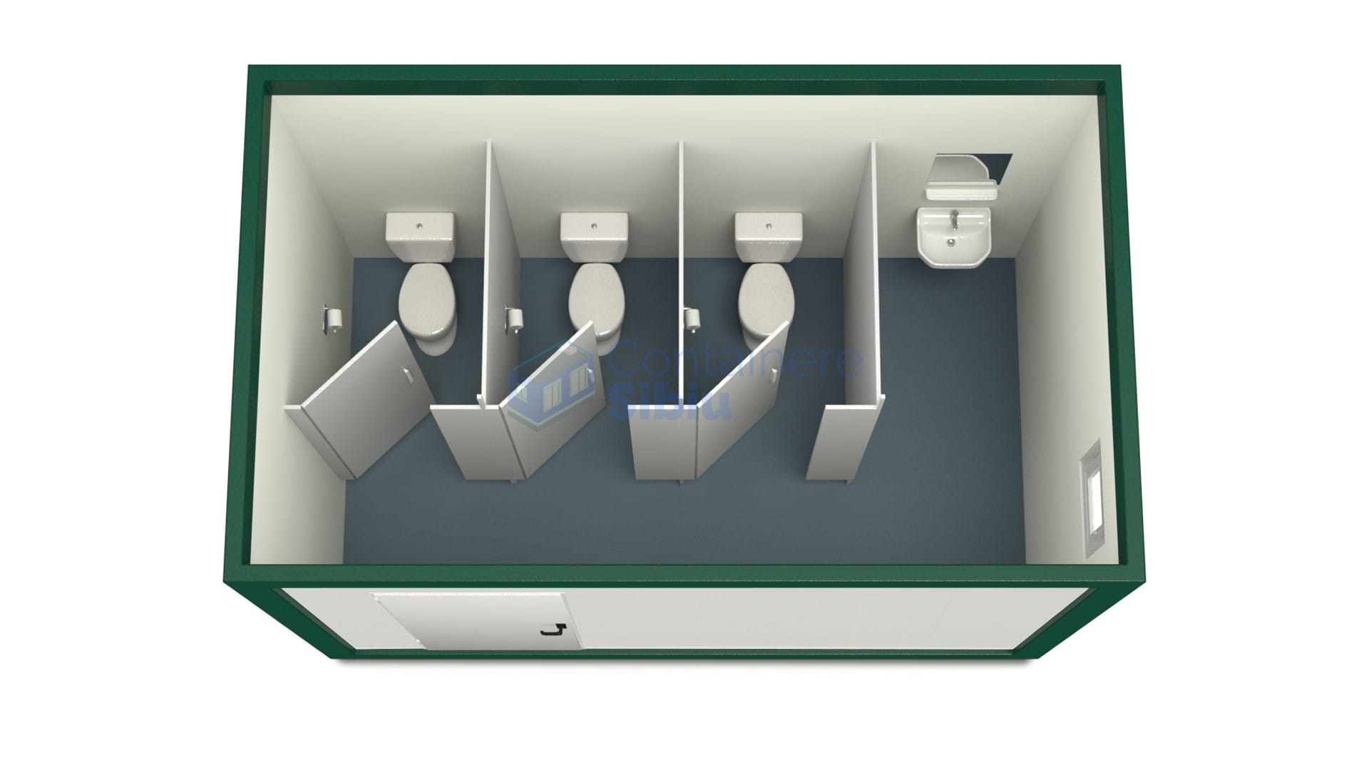 container sanitar sibiu 4metri 3wc verde