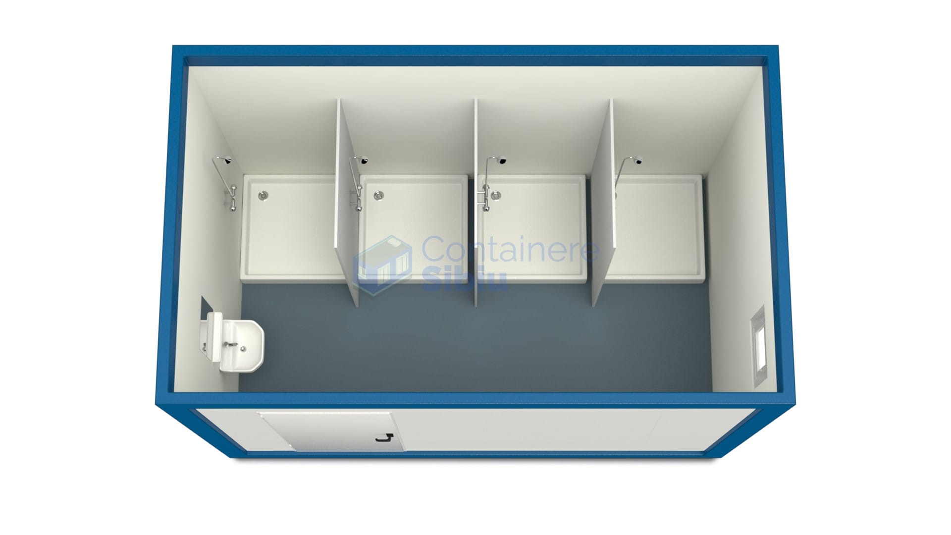 container sanitar sibiu 4metri 4dusuri albastru