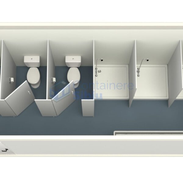 container sanitar sibiu 6metri 3dusuri 3wc alb