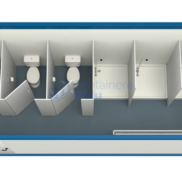 container sanitar sibiu 6metri 3dusuri 3wc albastru