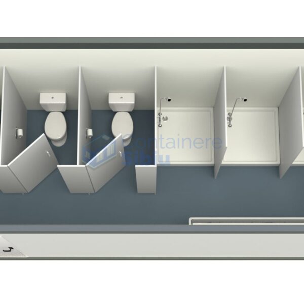 container sanitar sibiu 6metri 3dusuri 3wc gri