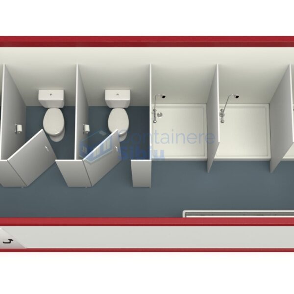container sanitar sibiu 6metri 3dusuri 3wc rosu