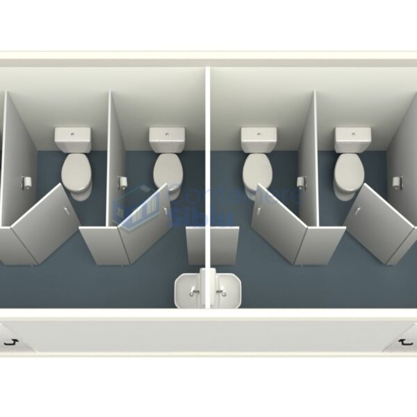 container sanitar sibiu 6metri 5wc alb