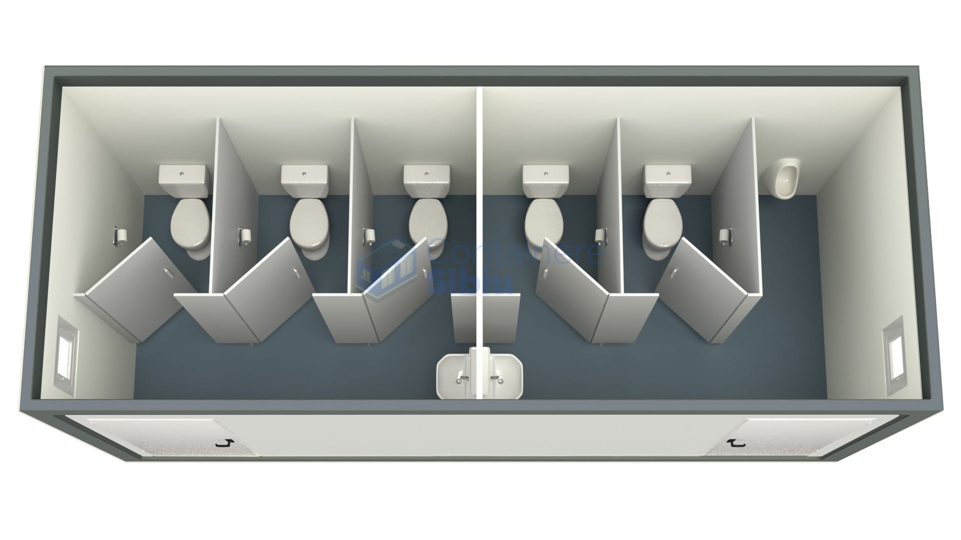 container sanitar sibiu 6metri 5wc gri