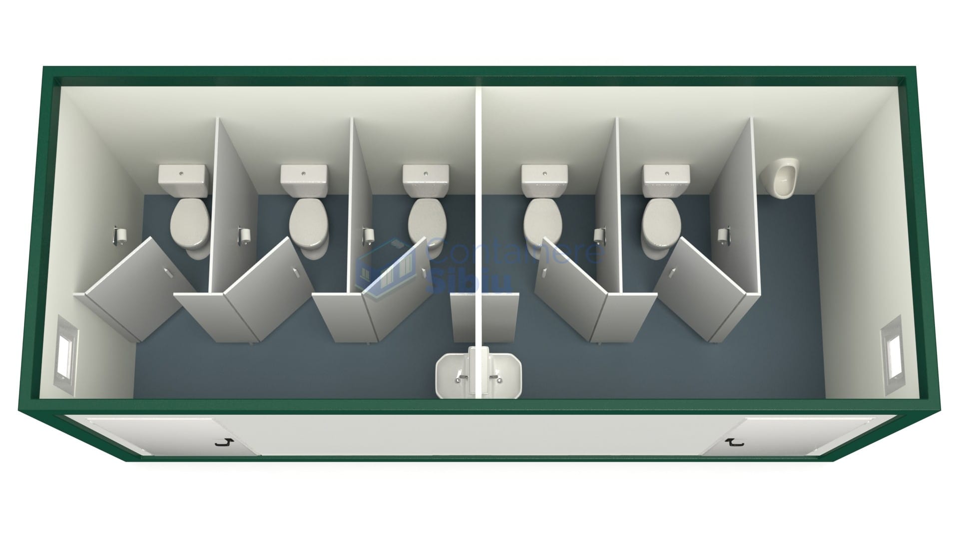 container sanitar sibiu 6metri 5wc verde
